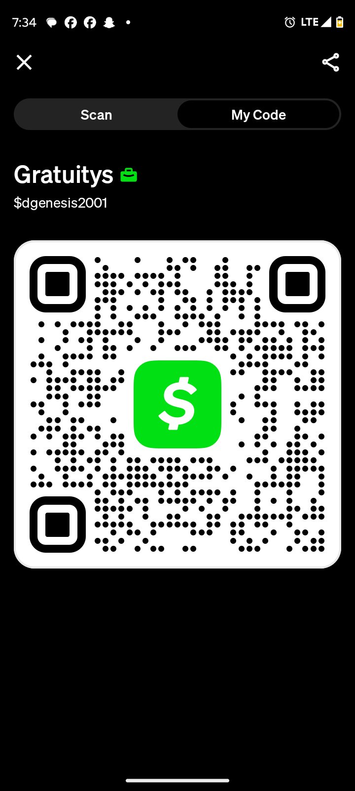 Cash App QR code for $dgenesis2001